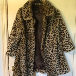 Faux Leopard Print Coat